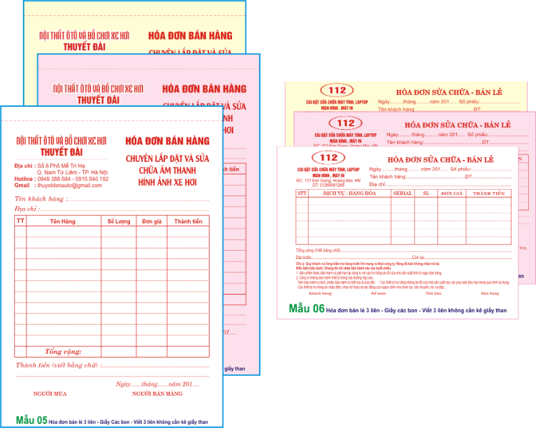 hóa đơn bán lẻ 3 liên 2T